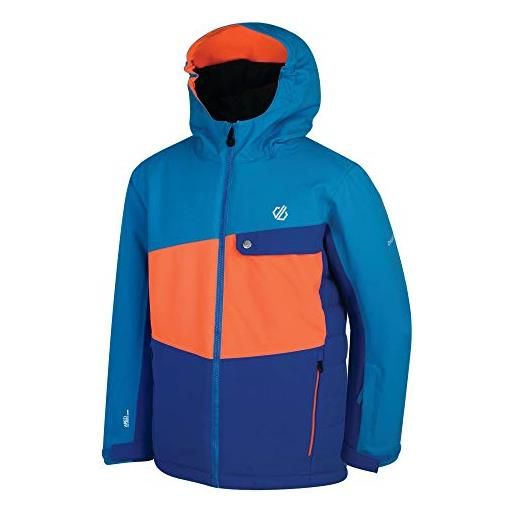 Regatta dare 2b elusive waterproof & breathable high loft insulated ski & snowboard jacket with faux fur hood and snowskirt, giacca impermeabile, isolante bambino, oxford blue/vibrant orange, 15-16