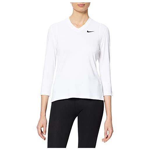 Nike da4730 w nkct vctry df uv top 3/4 slv t-shirt donna white/black m