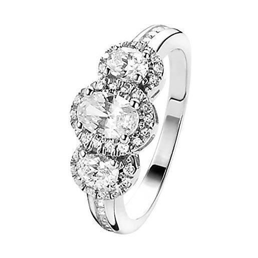 Orphelia dreambase-anello in argento 925 rodiato con zirconi bianchi taglio a brillante misura 52 (16,6) - zr-7034/52