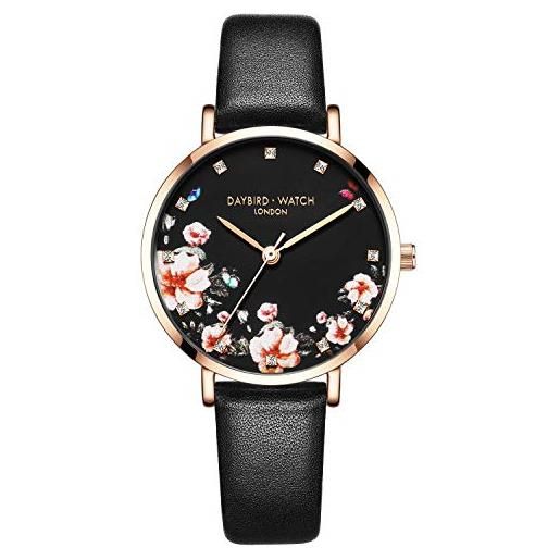 RORIOS orologio donna analogico al quarzo donna fiore orologio da polso in pelle regalo di compleanno orologi women watch