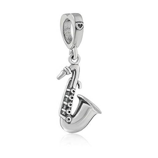 Guangmei Music Charm charm a forma di sassofono in argento sterling 925, adatto per braccialetti fai da te stile pandora (charm a forma di sassofono)