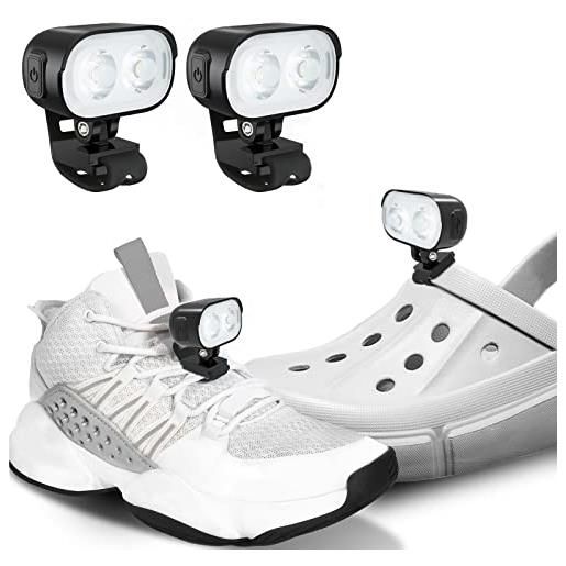Kimfly luci ricaricabili per scarpe, torcia frontale da 2 pezzi per scarpe, 4 modalità di illuminazione accessori luci ipx6 impermeabili per passeggiate con cani all'aperto corsa per bambini adulti