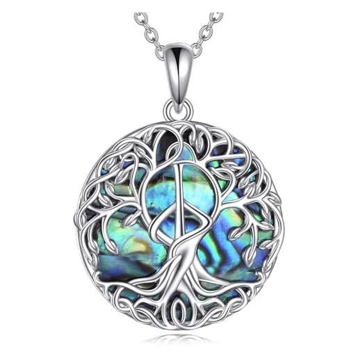 YFN collana con albero della vita, in argento sterling con ciondolo a forma di albero della vita, idea regalo per donne e ragazze, argento sterling, nessuna pietra preziosa