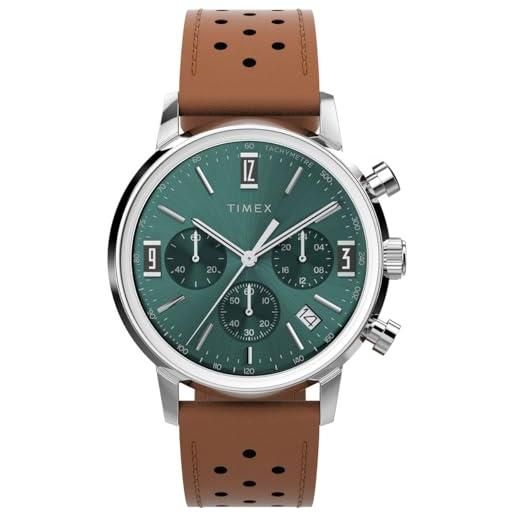 Timex orologio cronografo al quarzo uomo con cinturino in pelle tw2w10100