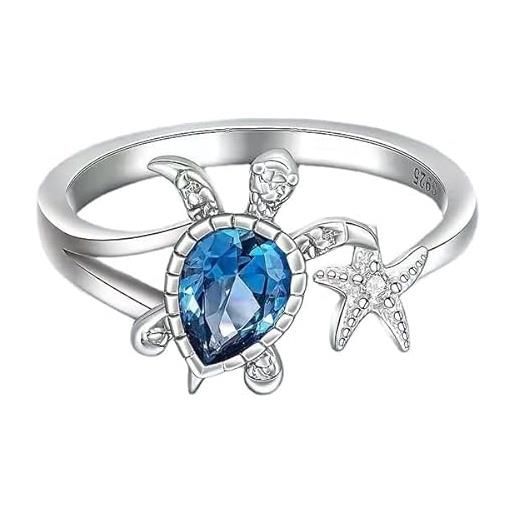 NOGRAX anello anello di tartaruga da donna alla moda scintillio zircone intarsiata anello d'argento-argento, 6