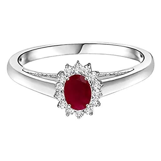 Shine Jewel anello nuziale in oro giallo da 0,50 carati ispirato alla principessa diana con rubino rosso rubino (oro bianco, 20)