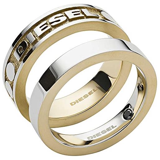 Diesel anello per uomo, anello in acciaio inossidabile a 2 toni, dx1234040