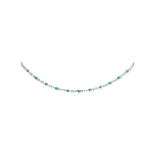 SINGULARU - collana dots turquoise enamel - catena con pietre naturali in argento 925 con finitura rodiata - catena a taglia unica - gioielli da donna