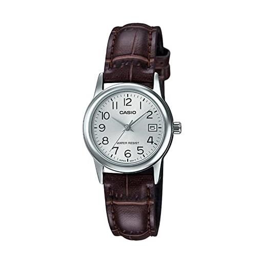 Casio #ltp-v002l-7b2 women's standard analog leather band silver numbers dial date watch