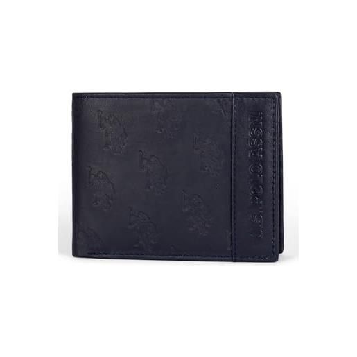 U.S. Polo Assn. - portafoglio vallarta horiz wallet in pelle, blu navy (12 x 1 x 9.5 cm)