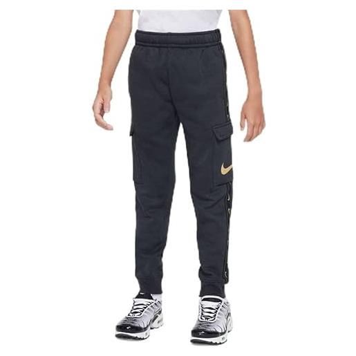 Nike b nsw repeat sw flc cargo pant, dk smoke grey/metallic gold, 10-12 anni bambino