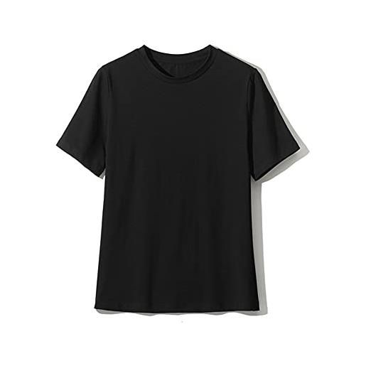 CHRYP t-shirt in cotone casual donna allentata manica corta a maniche corte a maglia femminile solido tees signore cime estive (color: 20311-black, size: xl)