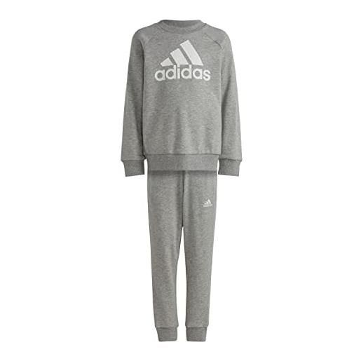 adidas essentials logo french terry jogger set pantaloni tuta, medium grey heather/white, 104 unisex kids