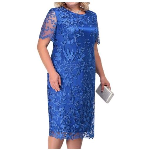 shownicer vestito due pezzi donna elegante ricami pizzo vestiti manica 3/4 taglie forti vestito da sera cerimonia cocktail abiti al ginocchio a grigio l