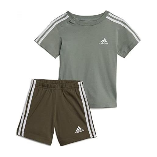 adidas essentials sport set pantaloni tuta, silver green/white, 12-18 months unisex baby