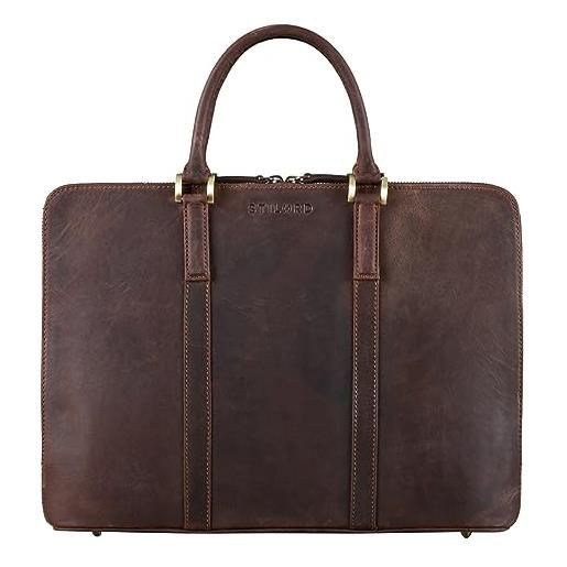 STILORD 'clover' borsa da lavoro in pelle donna borsa per laptop vintage borsa per documenti da 13,3 pollici din a4 cartella per conferenze vera cuoio, colore: granada - marrone