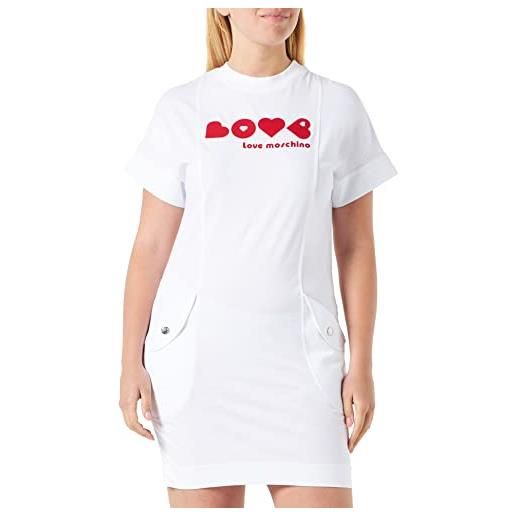 Love Moschino comfort fit short-sleeved dress, bianco, 46 donna