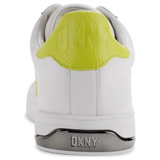 DKNY abeni lace-up sneakers, scarpe da ginnastica donna, white fluorescent yellow, 36 eu