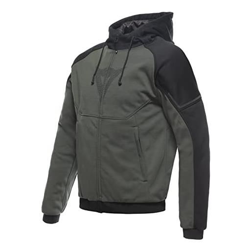 Dainese - daemon-x safety hoodie full zip, felpa moto in tessuto, protezioni su spalle e gomiti, giacca moto da uomo, verde/nero, 64