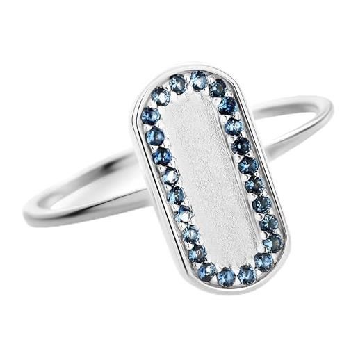 Orphelia anello in argento 925 con zirconio blu misura 60, argento sterling, zirconia cubica
