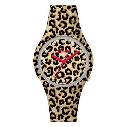 Doodle Watch orologio da polso al quarzo leopardato con cinturino in silicone, 39 mm, do39014