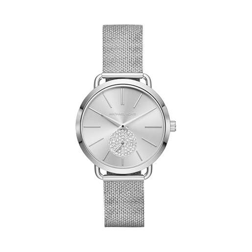 Michael Kors orologio portia da donna, movimento a due lancette, cassa 36 mm in acciaio inossidabile con bracciale in acciaio inossidabile, mk3843, tono argento