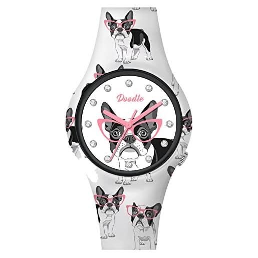 Doodle Watch orologio da donna graphics mood bulldog con cinturino in silicone 35 mm do35024, cinghia