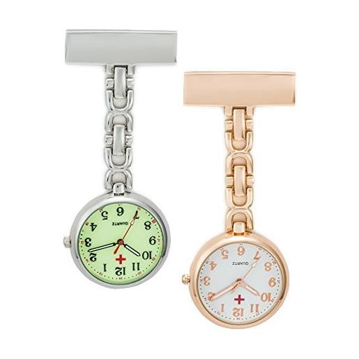 SEWOR personale medico appendere orologio da tasca pezzi con profondo blu marca in box great gift (oro rosa)