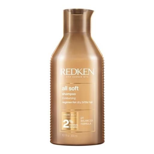 Redken shampoo professionale all soft, shampoo idratante per capelli secchi e fragili, 300 ml