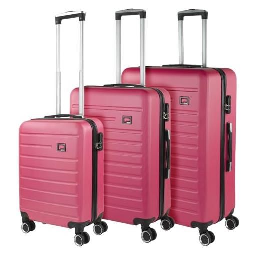 SKPAT - set valigie - set valigie rigide offerte. Valigia grande rigida, valigia media rigida e bagaglio a mano. Set di valigie con lucchetto combinazione tsa, fucsia