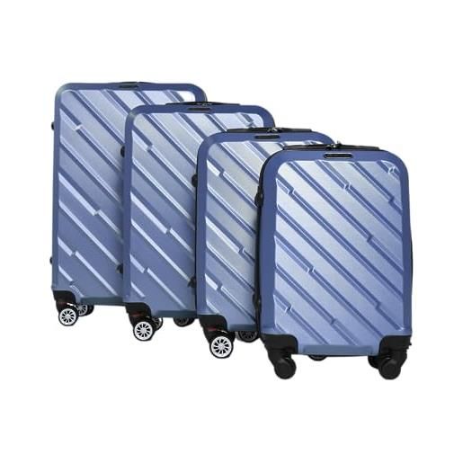 grey classy - set di 4 trolley, valigie da viaggio rigide in abs antigraffio valigia bagaglio a mano con lucchetto a combinazione e ruote girevoli a 360° (dark blue)