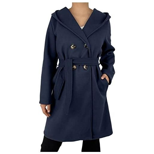 JOPHY & CO. cappotto doppiopetto donna invernale con tasche e bottoni (cod. 6557 & 6595) (blu/1 (cod. 6595), m)