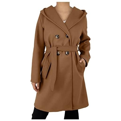 JOPHY & CO. cappotto doppiopetto donna invernale con tasche e bottoni (cod. 6557 & 6595) (marrone chiaro/1 (cod. 6595), s)