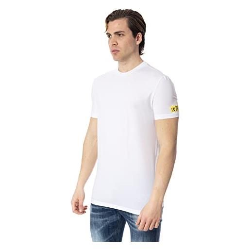 DSQUARED2 t-shirt uomo bianco t-shirt casual con patch logo icon sulla manica m