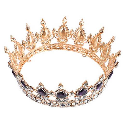 FRCOLOR oro barocco jeweled corona di cristallo tiaras corone vintage compleanno tiara strass matrimonio corona per le donne