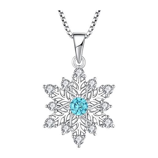 Starchenie collana fiocco di neve ciondolo in argento 925 3a con zircone per donna