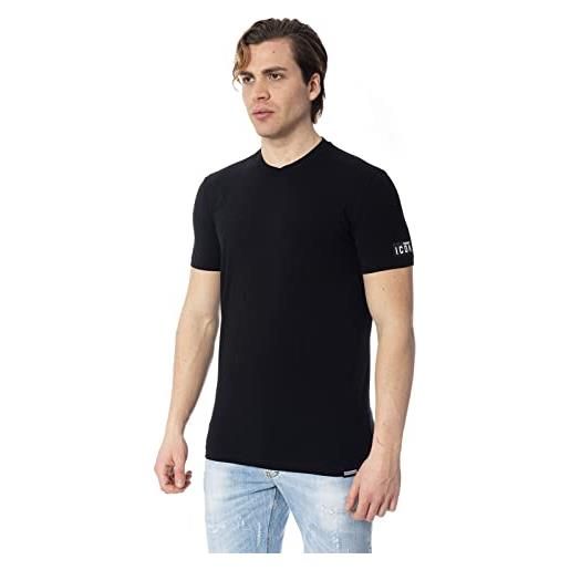 DSQUARED2 t-shirt uomo nero t-shirt casual con patch logo icon sulla manica xl