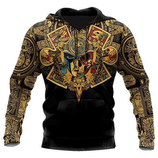 CHAOS MONKEY mens messico azteco teschio drago tatuaggio felpa con cappuccio 3d stampa unisex felpa grafica felpe con cappuccio per gli uomini 3d con cappuccio, old skool pro, small