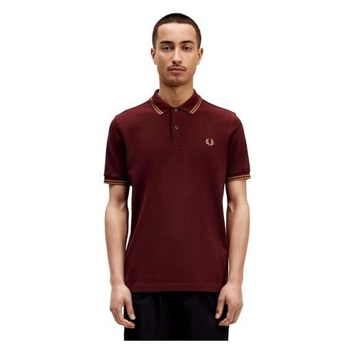 Fred Perry doppia tipped, polo, rouge foncé pierre nuancée, l
