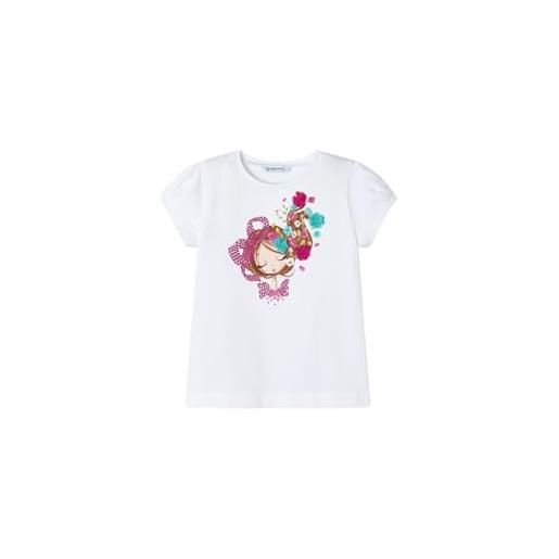 Mayoral maglietta m/c applicazioni per bambine e ragazze bco-fucsia 8 anni (128cm)