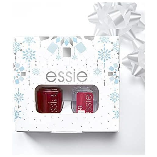 Essie kit manicure effetto semipermanente edizione limitata, smalto + top coat, bordeaux + good to go