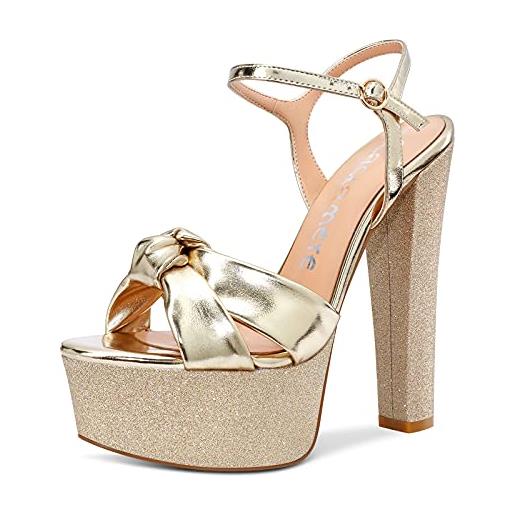Castamere donna platform peep toe moda sandali tacco a blocco 15cm plateau high heels oro scarpe eu42