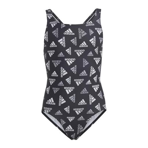Adidas hs2212 logo swimsuit costume da nuoto black/white 5-6a