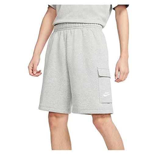 Nike m nsw club bb cargo short pantaloncini, dk grey heather/matte silver/(white), xl uomo