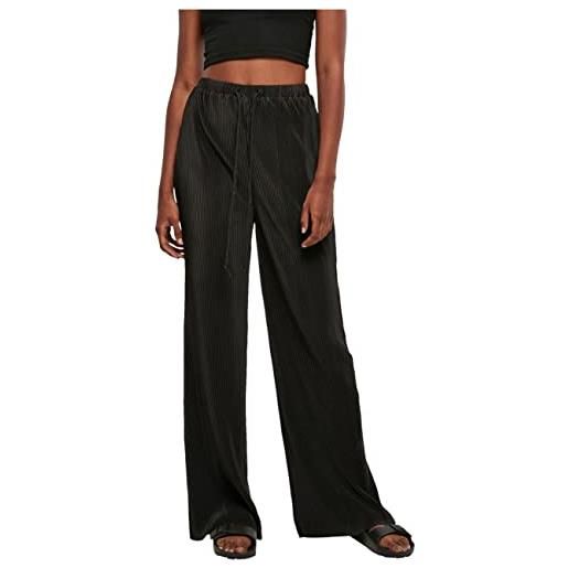 Urban Classics ladies plisse pants, pantaloni donna, nero (black), xs
