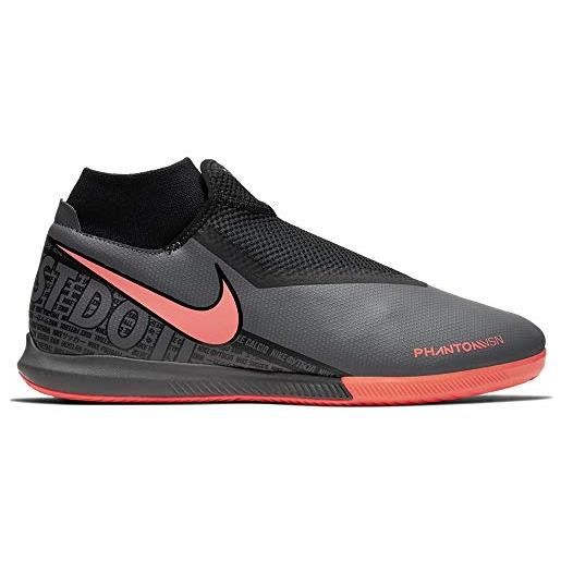Nike phantom vision academy dynamic fit ic, scarpe da calcio bambini unisex-bimbi 0-24, grigio scuro/mango brillante/nero, 36 eu