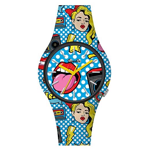 Doodle Watch graphics do35021 - orologio da donna pop art con cinturino in silicone, 35 mm