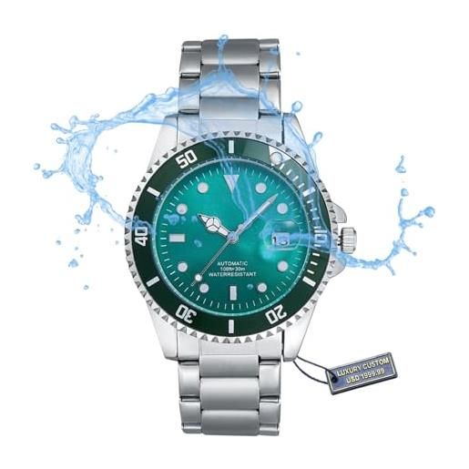 HALUKAKAH orologio da immersione billionaire resistente all'acqua 30 m con quadrante verde per uomo, artigianato di precisione, tourbillon volante trasparente sul retro, regalo senza tempo per lui