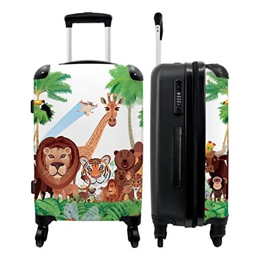 NoBoringSuitcases.com valigia da viaggio per bambini, animali della giungla, großer koffer, bagagli per bambini
