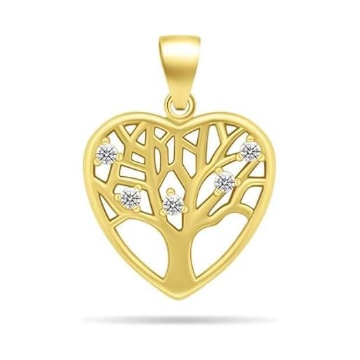 Brilio ciondolo charming gold-plated pendant with zircons heart pt70y sbs2244 marca, estándar, metallo, nessuna pietra preziosa